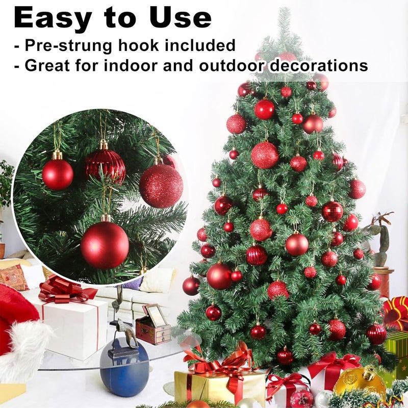 GameXcel Rose Red 2.5" Christmas Balls Christmas Tree Decoration Ornaments Shatterproof Hanging Balls for Birthday Halloween Holiday Wedding Decorations Set of 18pcs - Image 5